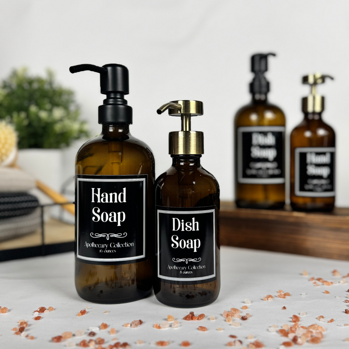 Amber Glass Hand Soap and Dish Soap Dispenser - Apothecary Collection product detail