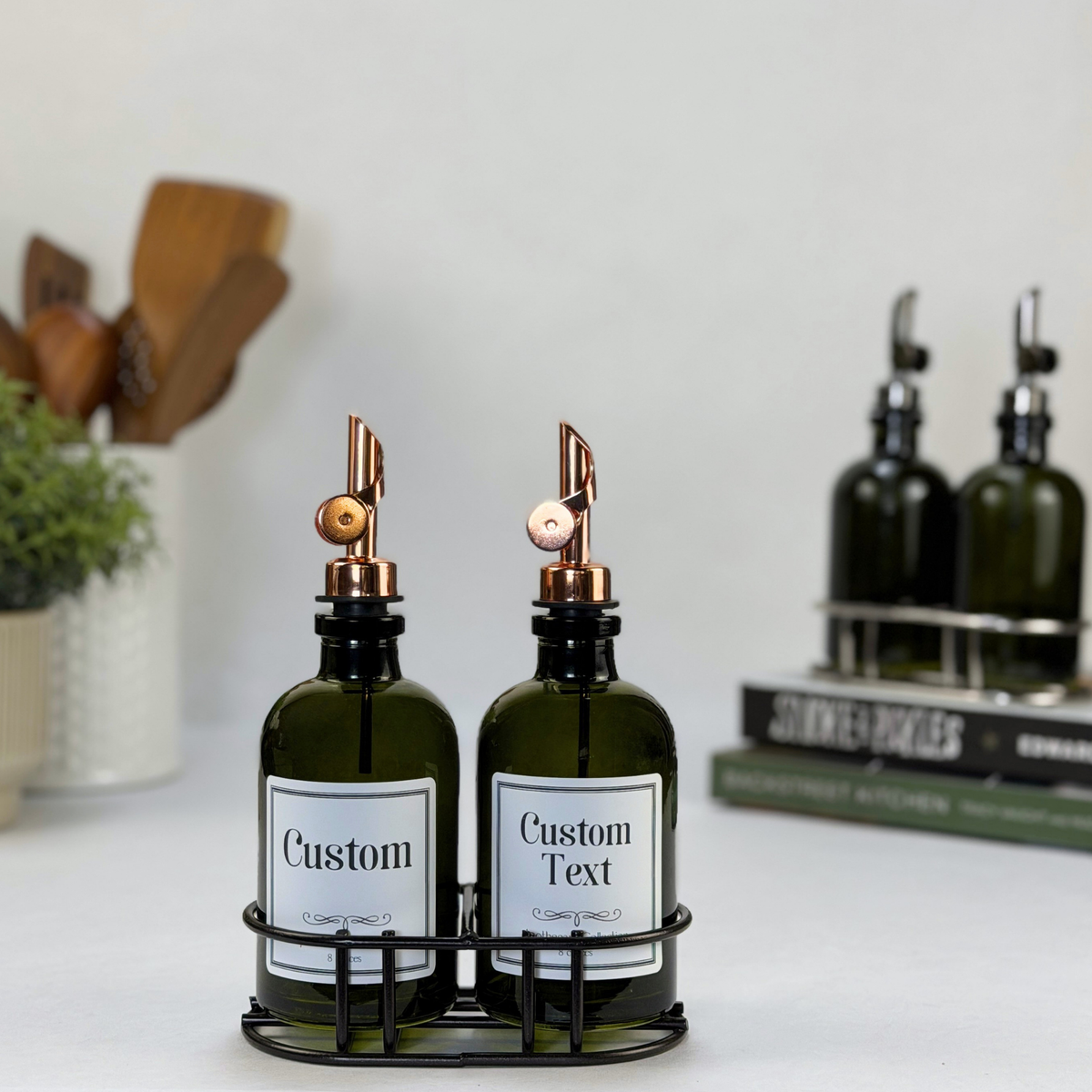 Vintage Green Apothecary Glass Bottle Set - Apothecary Collection Custom Label product detail