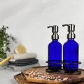 Cobalt Blue Glass Hand Soap and Dish Soap Set - Apothecary Collection product detail