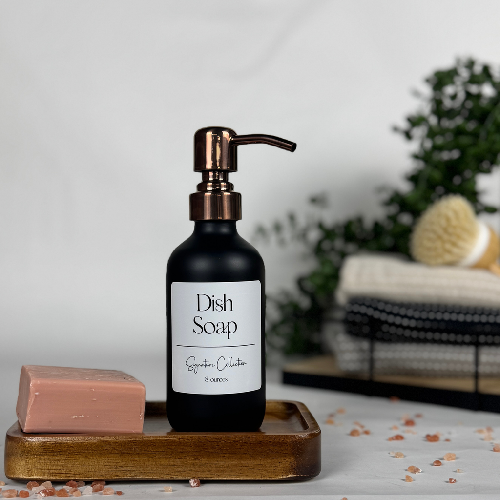 Black Matte Glass Hand Soap and Dish Soap Set - Signature Collection product detail