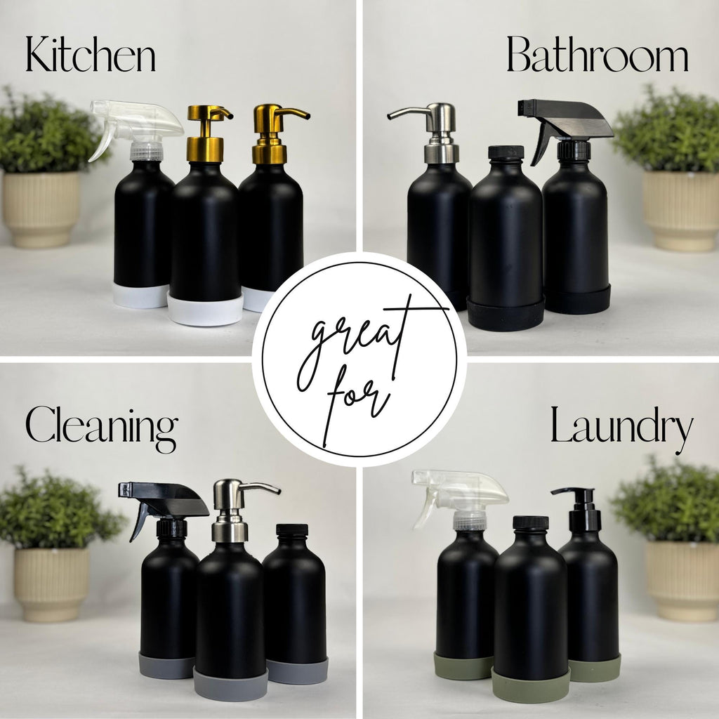 Black Matte Glass Dispenser with Silicone Sleeve product detail