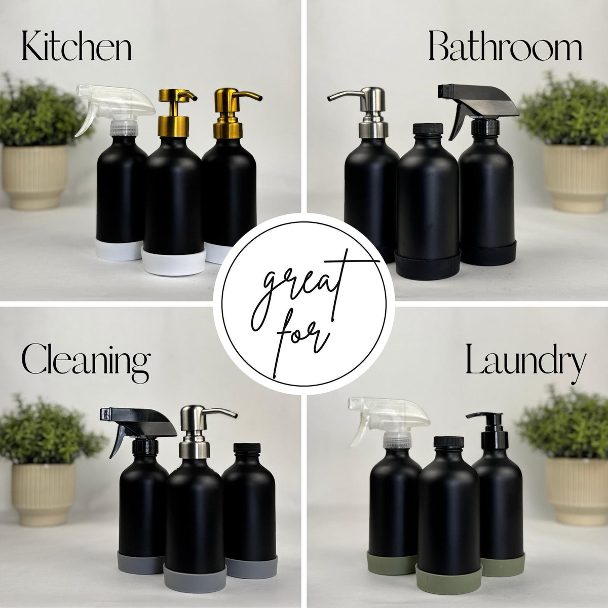 Black Matte Glass Dispenser with Silicone Sleeve product detail