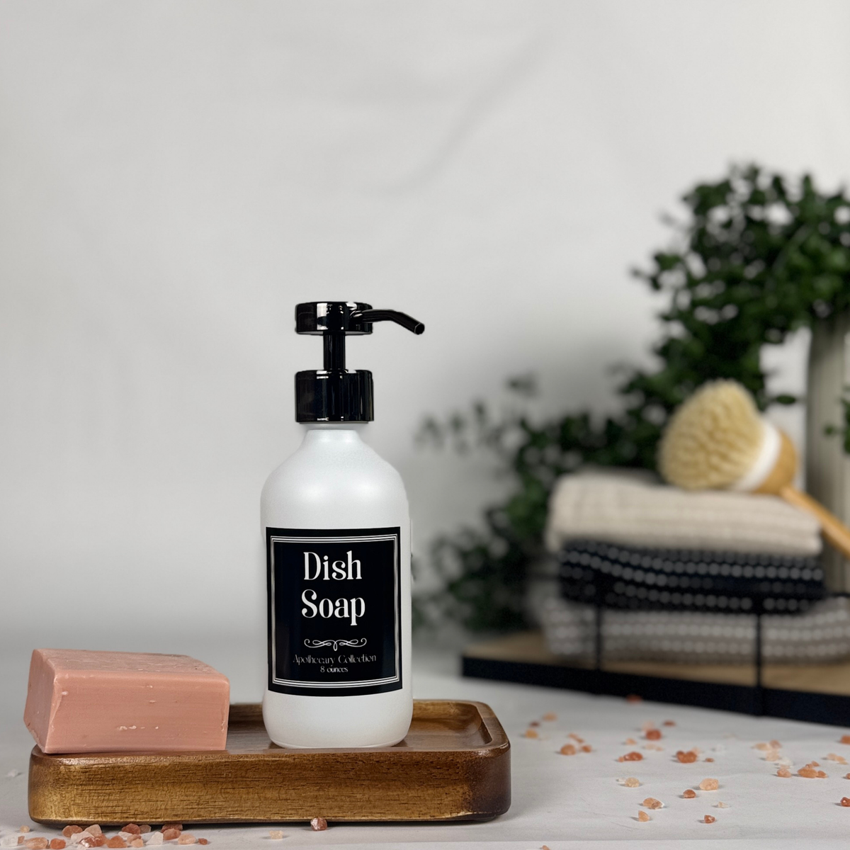 White Matte Glass Hand Soap and Dish Soap Set - Apothecary Collection product detail