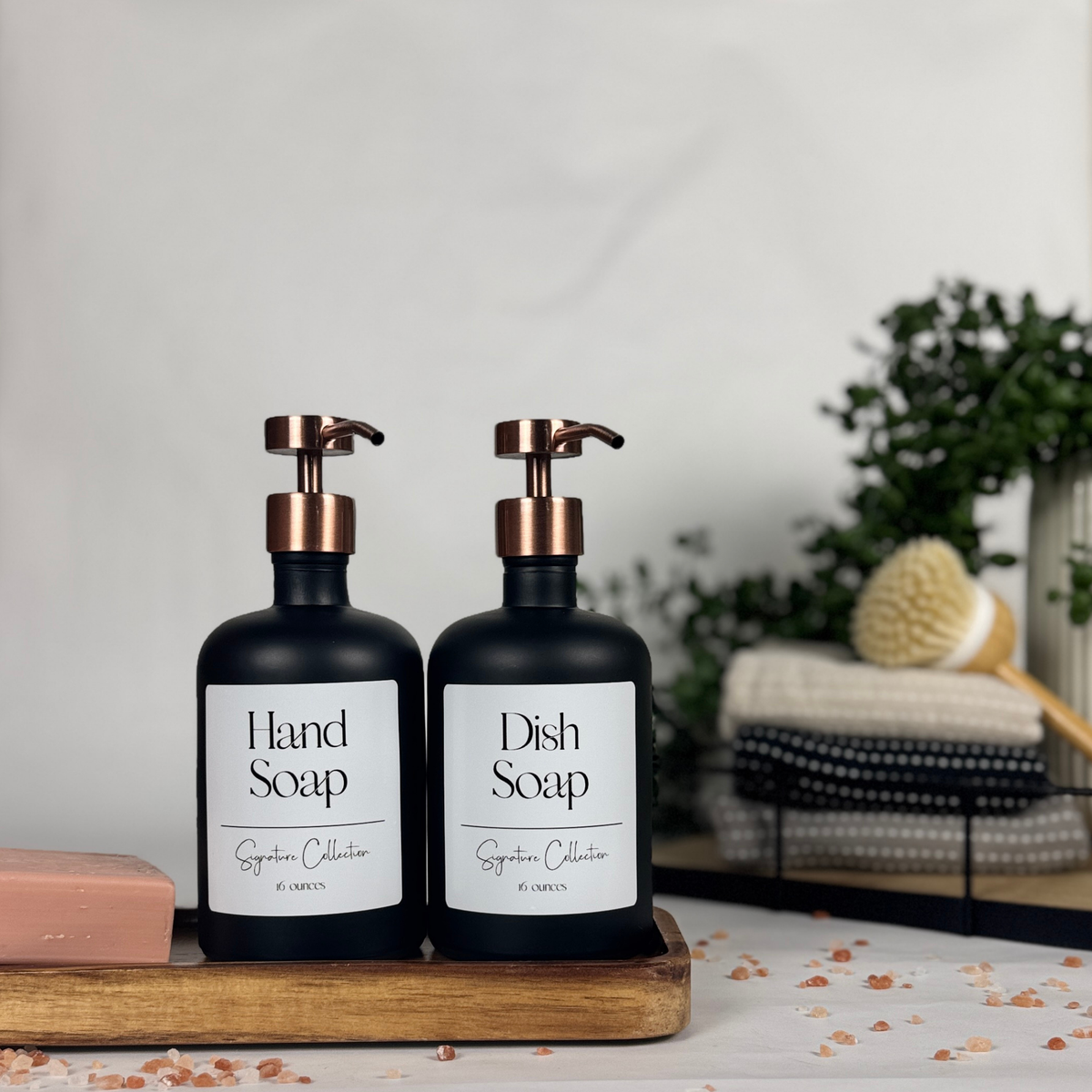 Black Matte Glass Hand Soap and Dish Soap Dispenser - Signature Collection product detail
