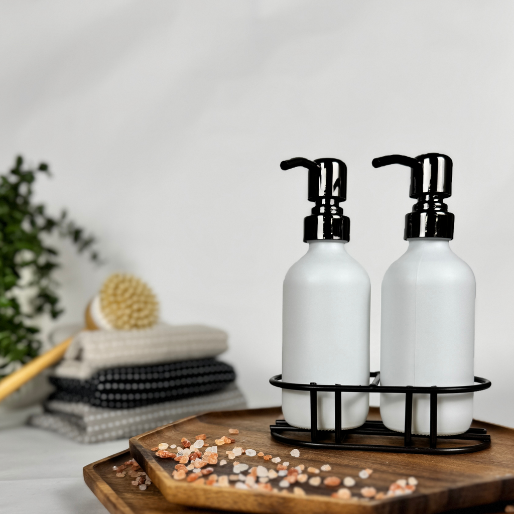 White Matte Glass Hand Soap and Dish Soap Set - Apothecary Collection product detail