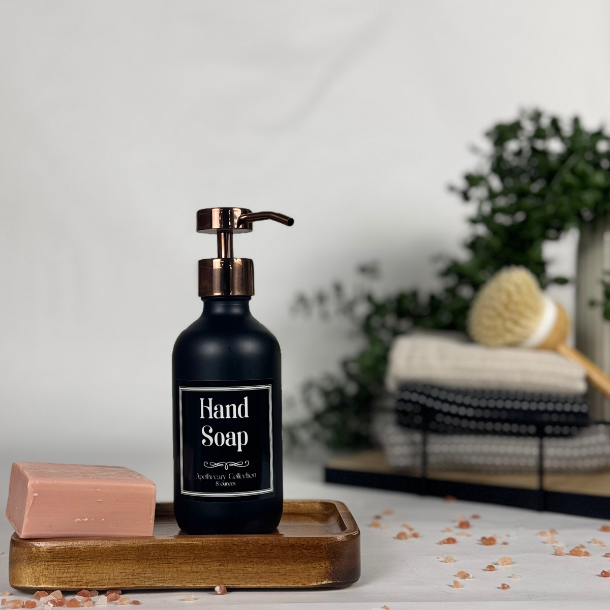 Black Matte Glass Hand Soap and Dish Soap Set - Apothecary Collection product detail
