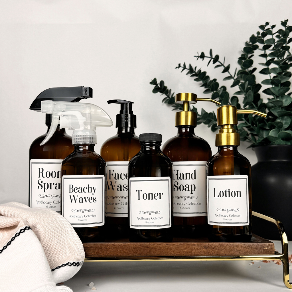 Amber Glass Dispenser - Apothecary Collection Custom Label product detail