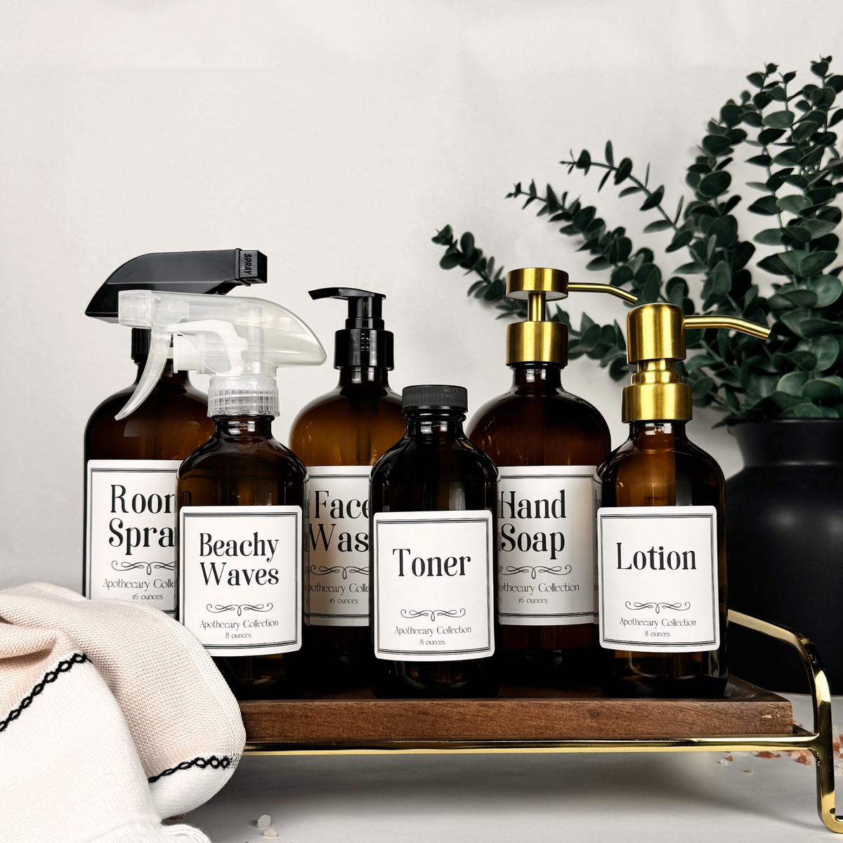 Amber Glass Dispenser - Apothecary Collection Custom Label product detail
