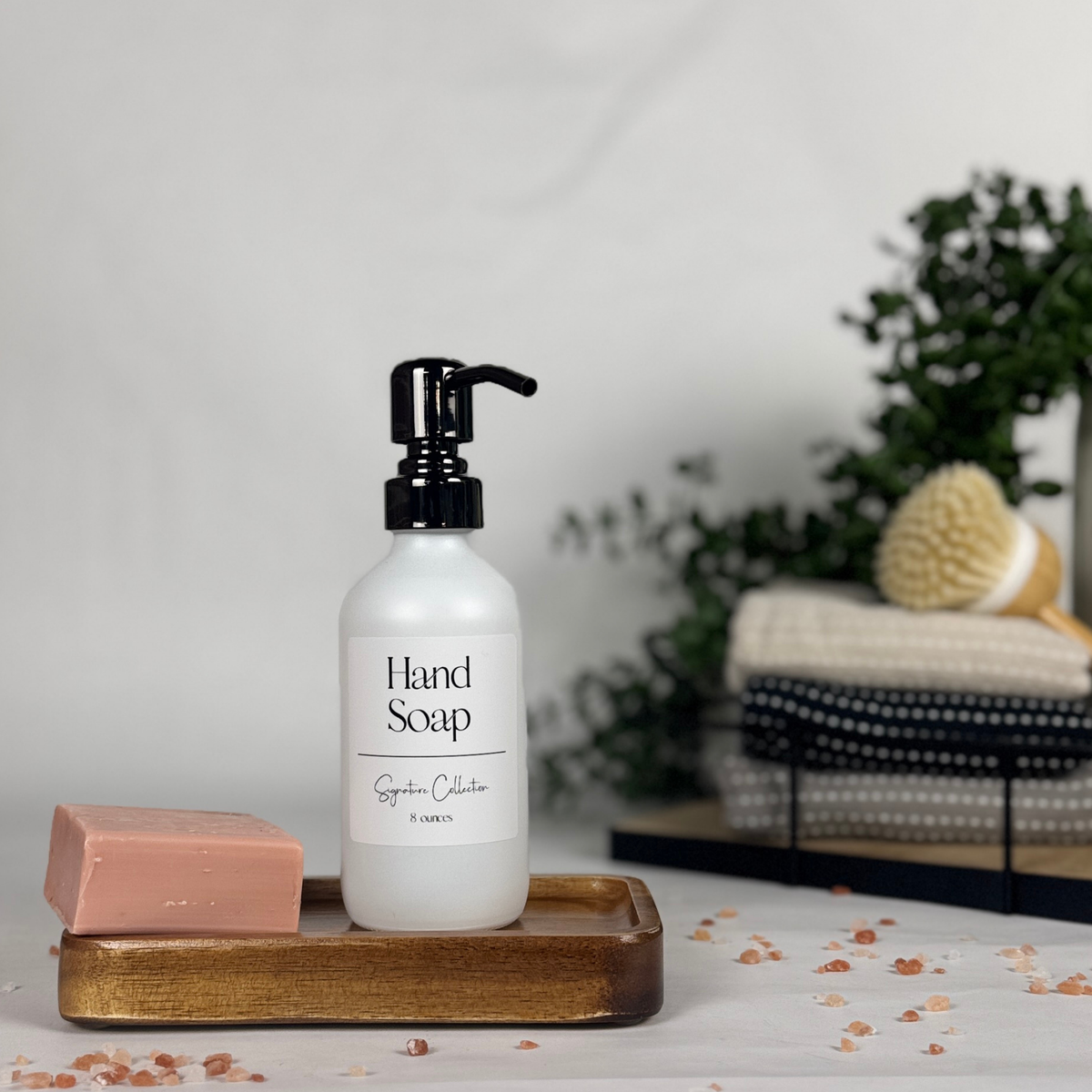 White Matte Glass Hand Soap and Dish Soap Set - Signature Collection product detail