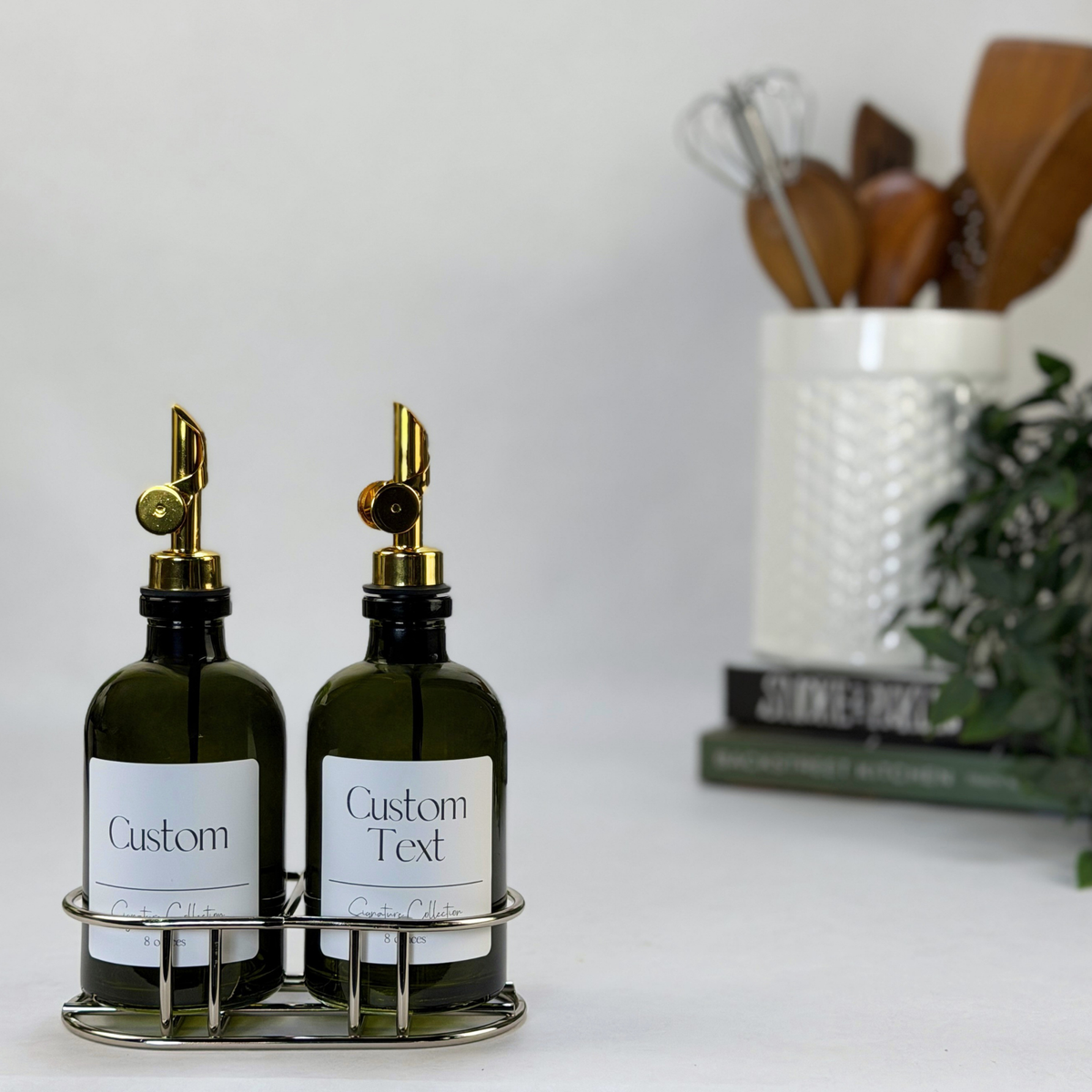 Vintage Green Apothecary Glass Bottle Set - Signature Collection Custom Label product detail