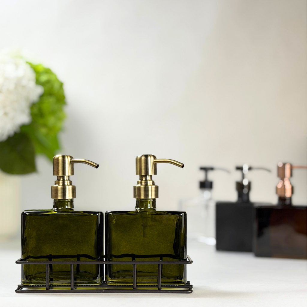 Urban Square Recycled Glass Bottle Dispenser Set product detail