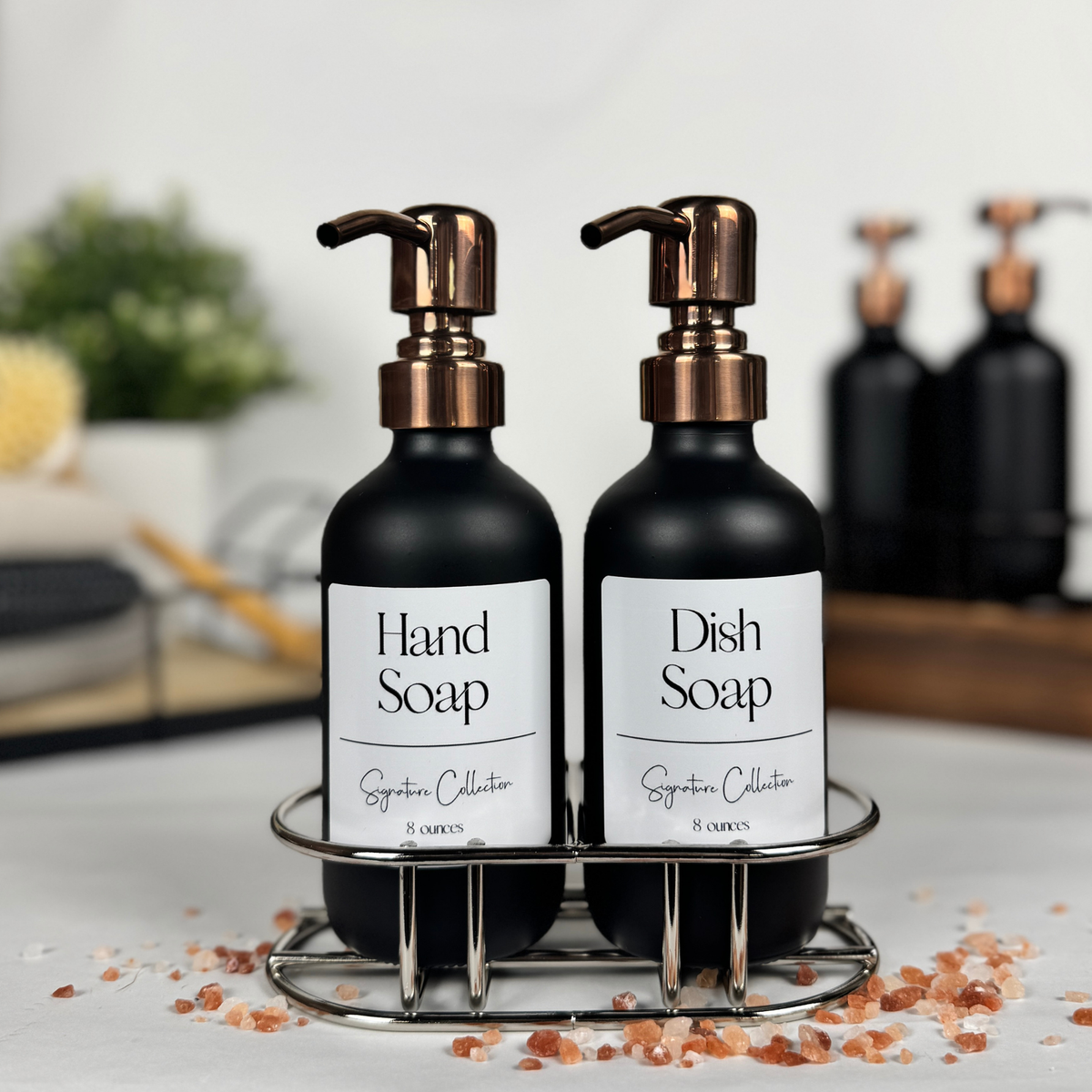 Black Matte Glass Hand Soap and Dish Soap Set - Signature Collection product detail