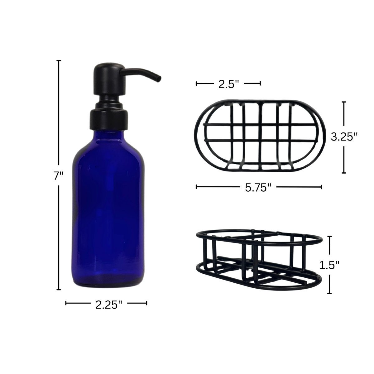 Cobalt Blue Glass Hand Soap and Dish Soap Set - Apothecary Collection product detail