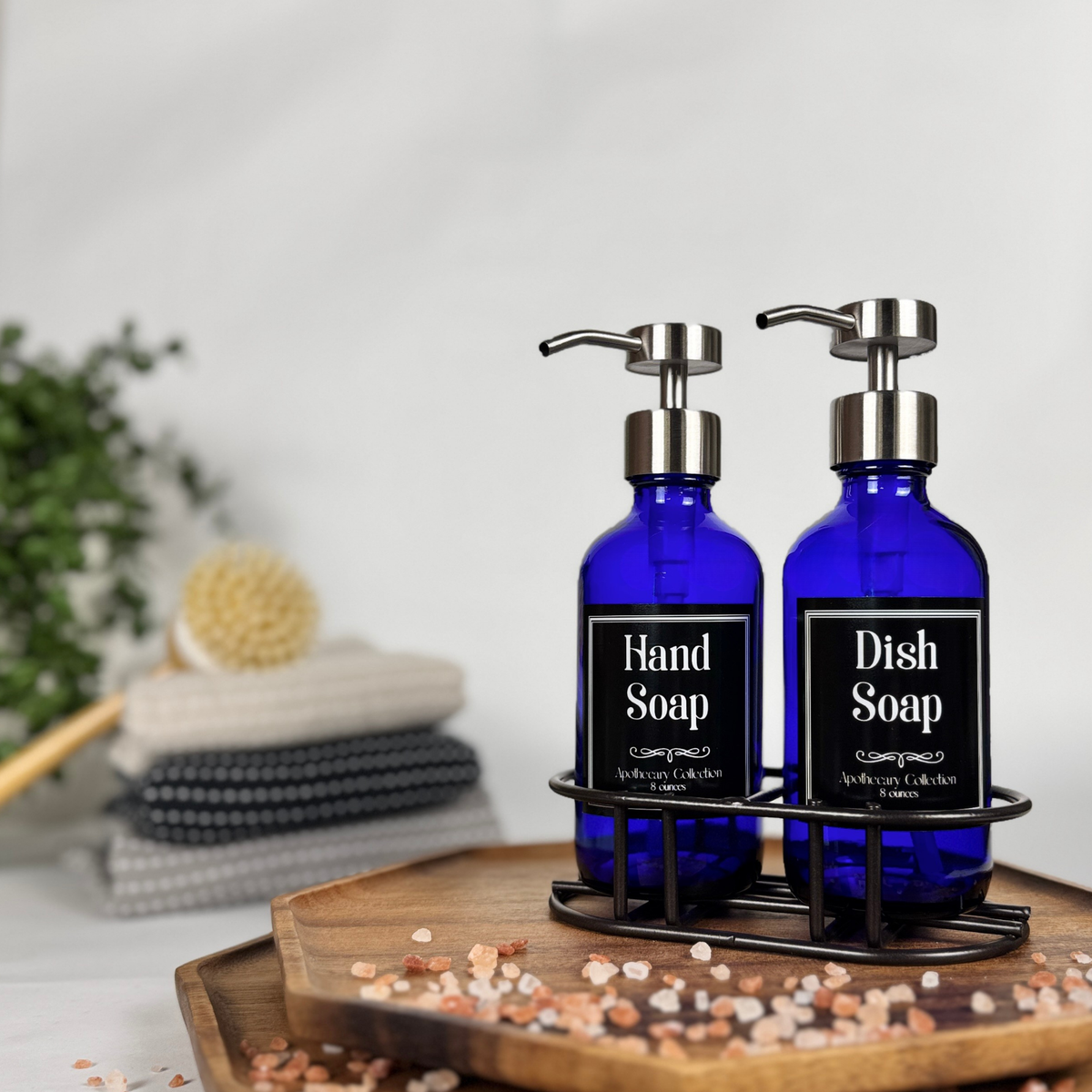 Cobalt Blue Glass Hand Soap and Dish Soap Set - Apothecary Collection product detail