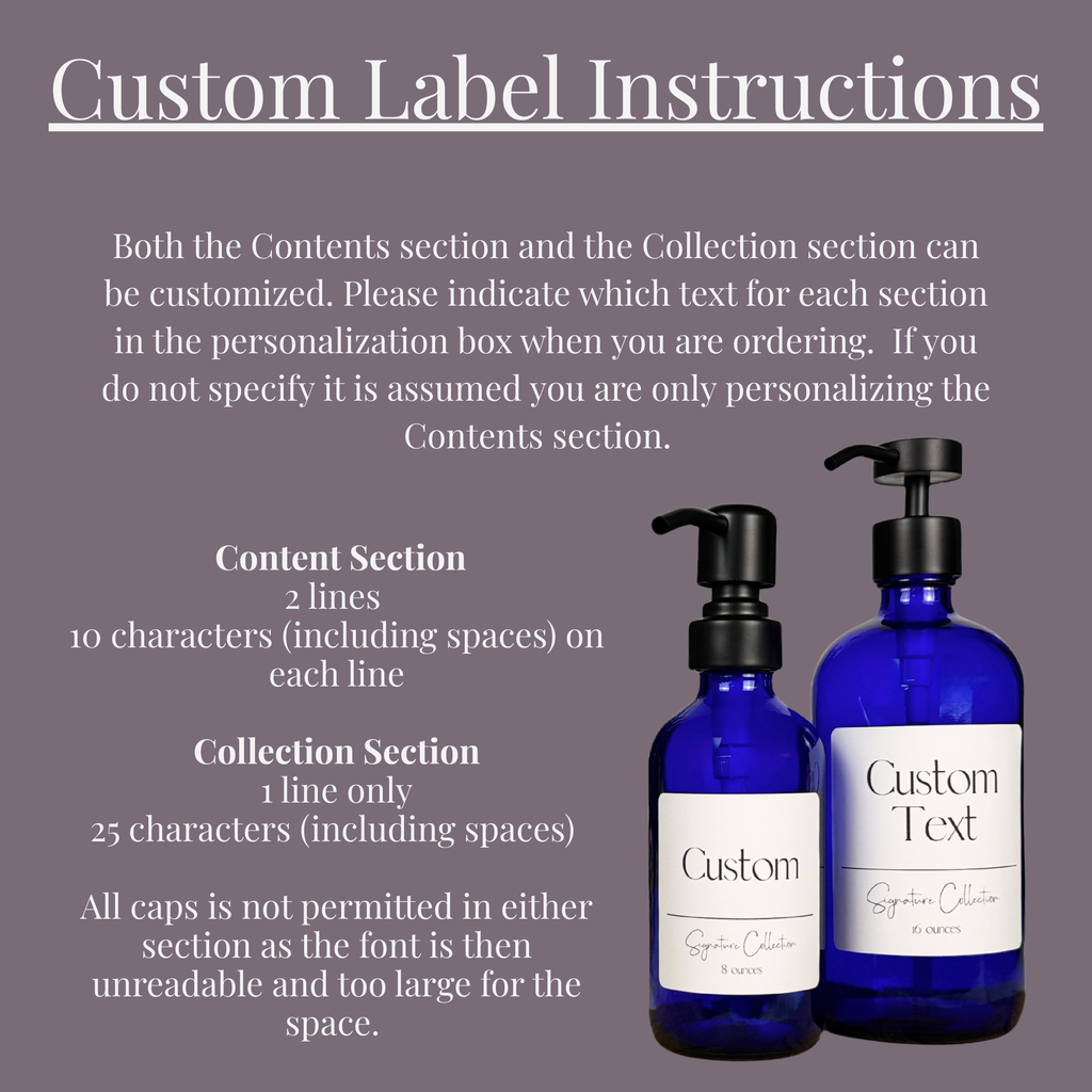 Cobalt Blue Glass Dispenser - Signature Collection Custom Label product detail