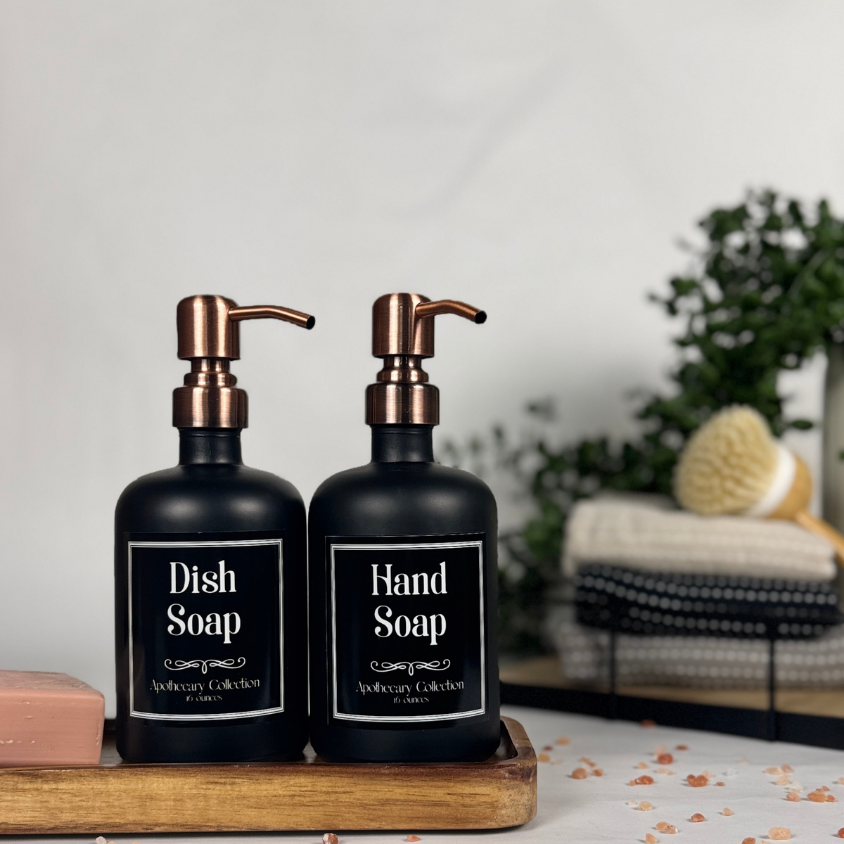 Black Matte Glass Hand Soap and Dish Soap Dispenser - Apothecary Collection product detail