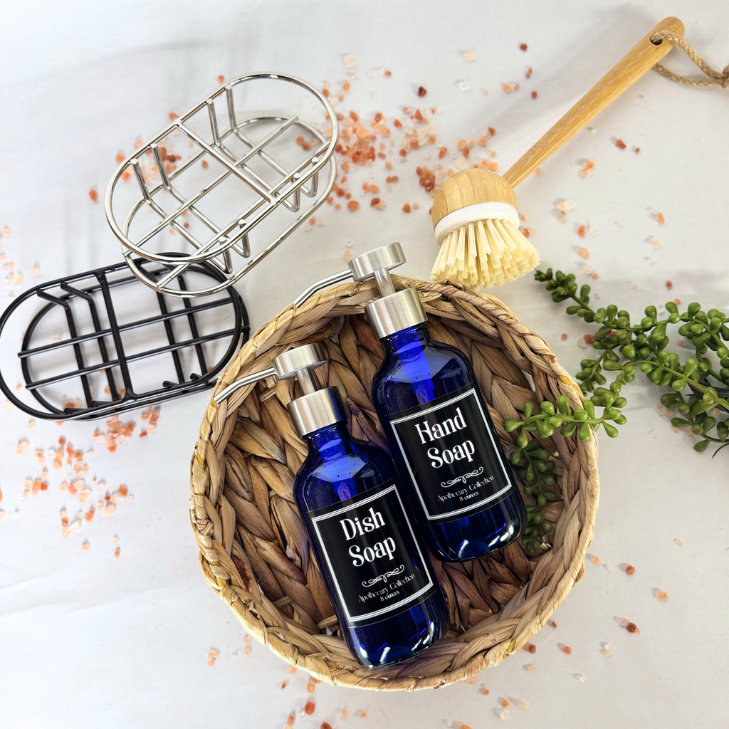 Cobalt Blue Glass Hand Soap and Dish Soap Set - Apothecary Collection product detail