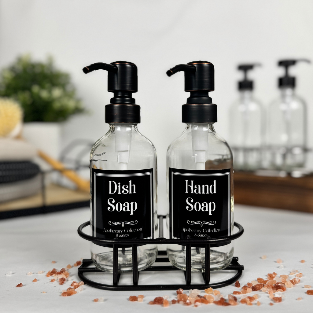 Clear Glass Hand Soap and Dish Soap Set - Apothecary Collection product detail