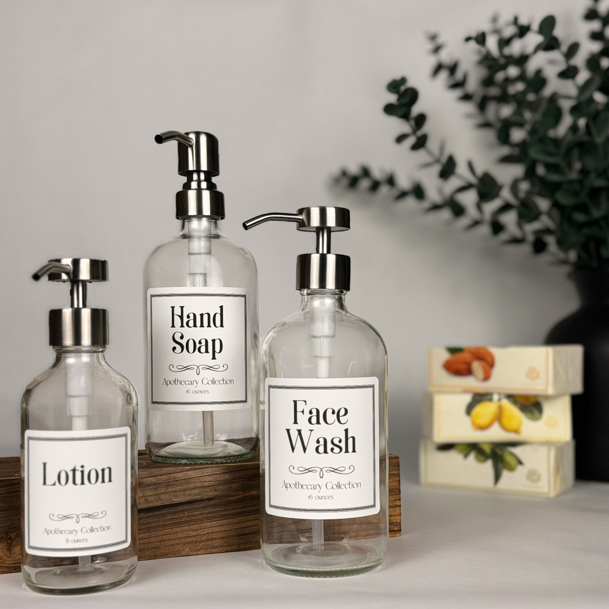 Clear Glass Dispenser - Apothecary Collection Custom Label product detail