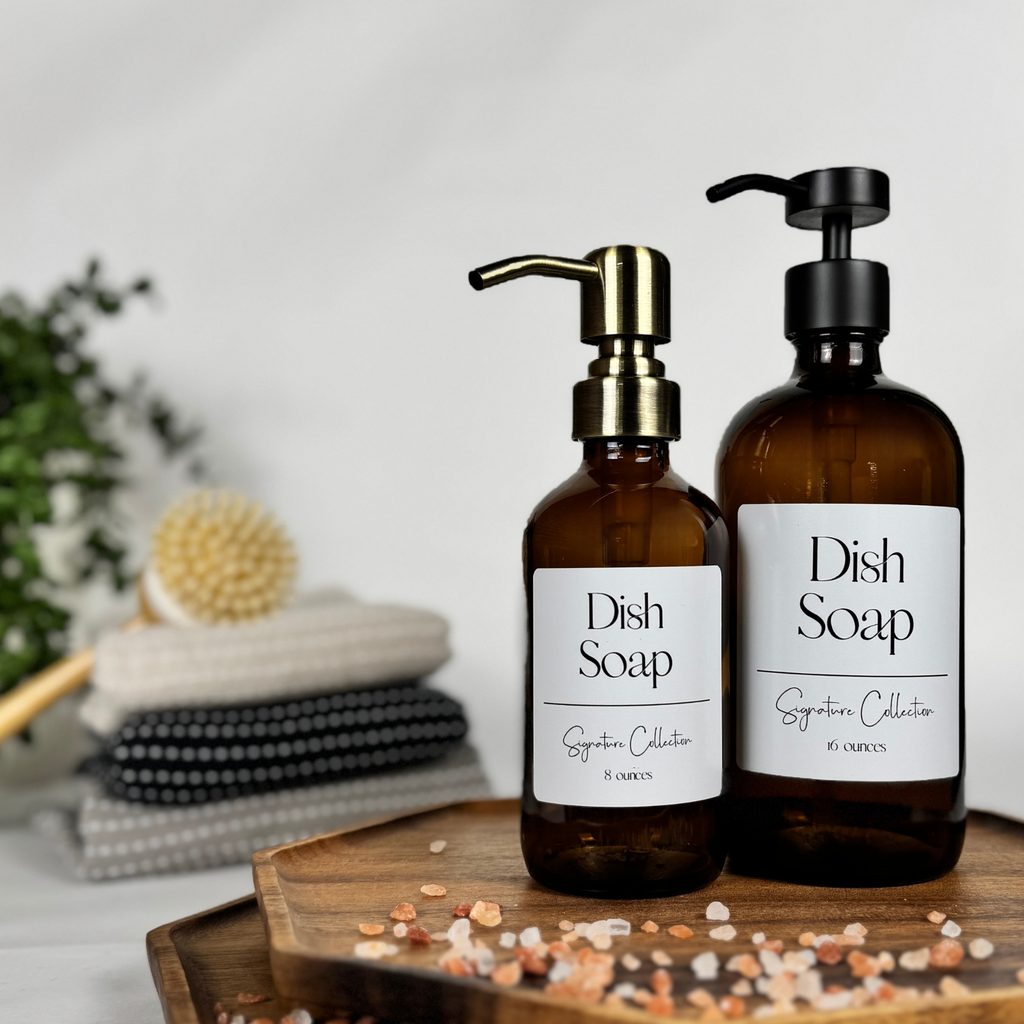 Amber Glass Hand Soap and Dish Soap Dispenser - Signature Collection product detail