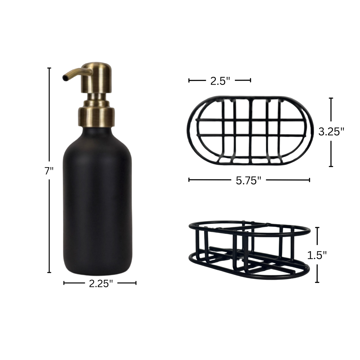 Black Matte Glass Hand Soap and Dish Soap Set - Signature Collection product detail