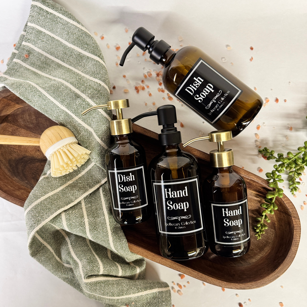 Amber Glass Hand Soap and Dish Soap Dispenser - Apothecary Collection product detail