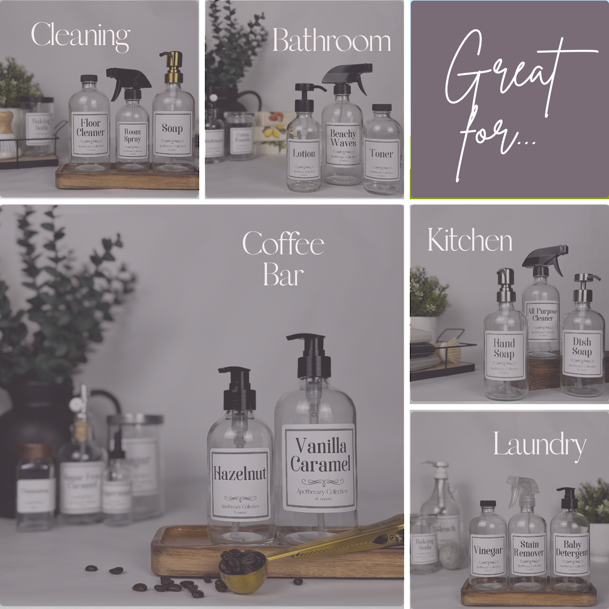 Clear Glass Dispenser - Apothecary Collection Custom Label product detail