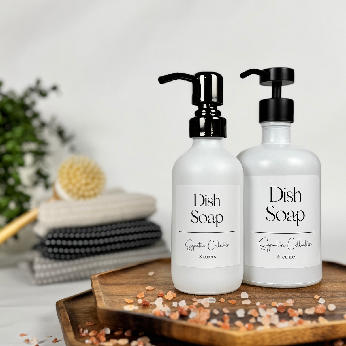 White Matte Glass Hand Soap and Dish Soap Dispenser - Signature Collection product detail
