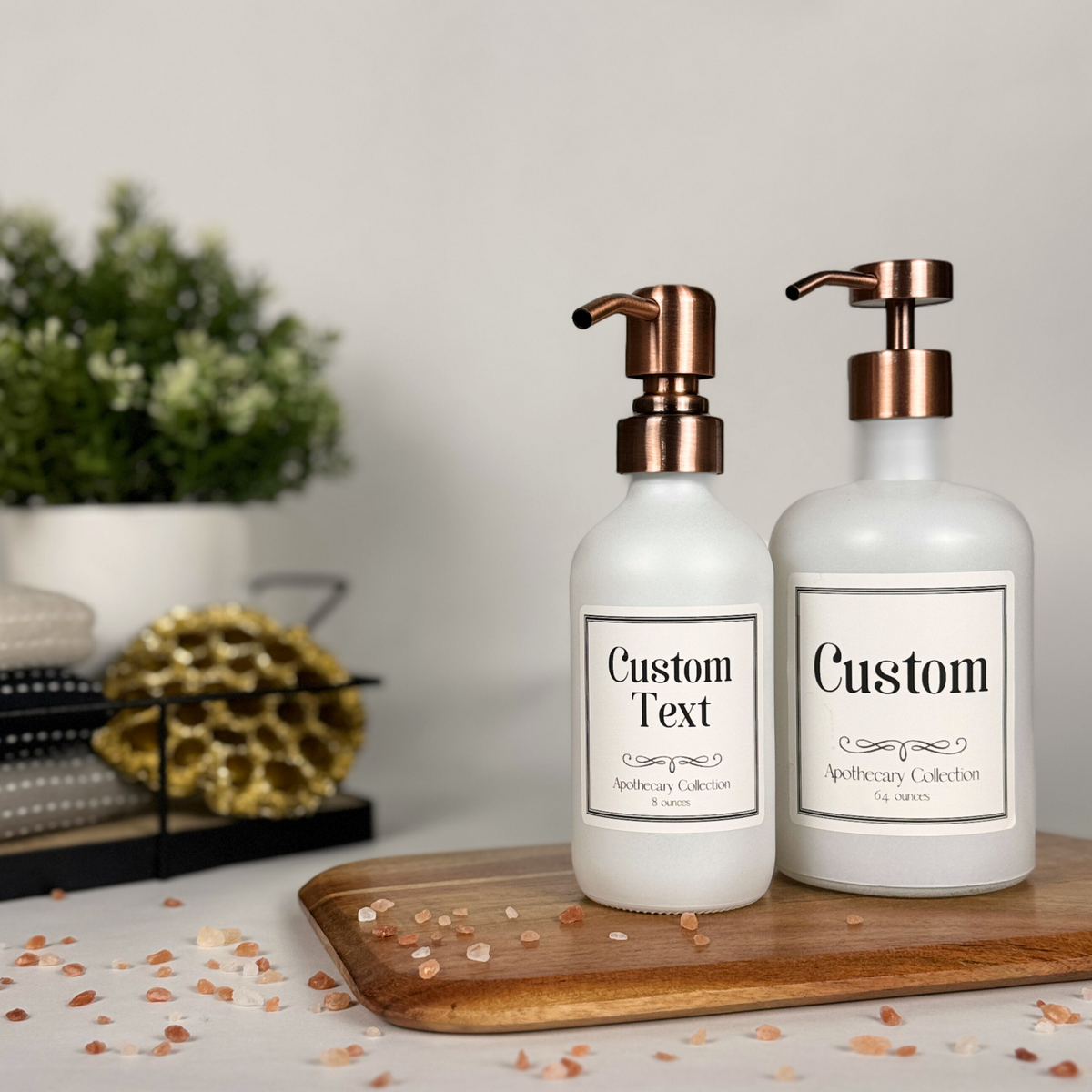 White Matte Glass Dispenser - Apothecary Collection Custom Label product detail