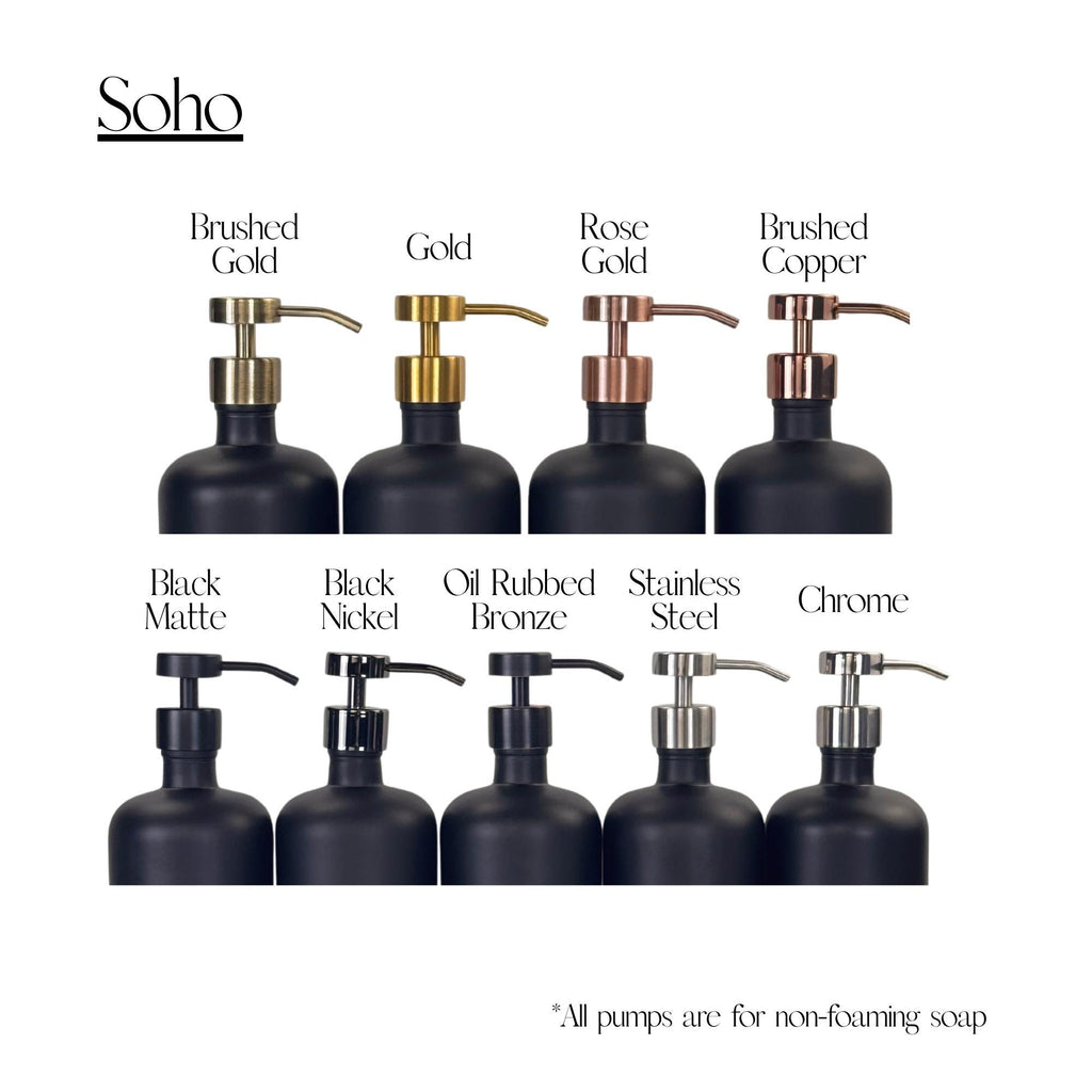 Black Matte Glass Dispenser with Silicone Sleeve - Apothecary Collection Custom Label product detail