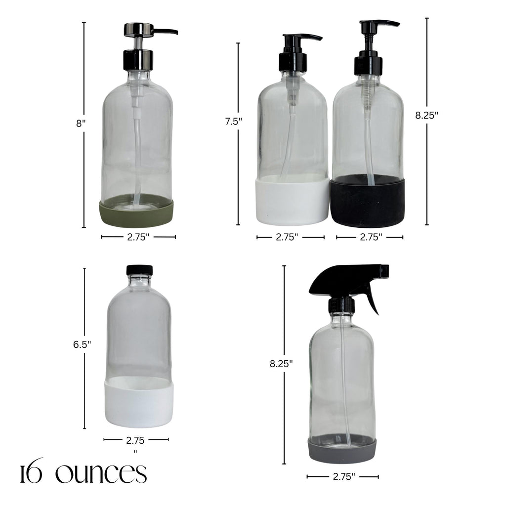 Clear Glass Dispenser with Silicone Sleeve product detail