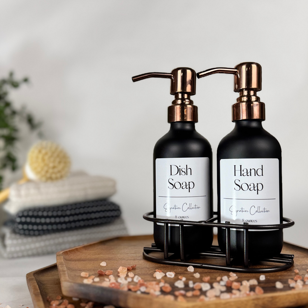 Black Matte Glass Hand Soap and Dish Soap Set - Signature Collection product detail