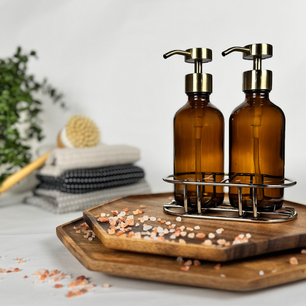 Amber Glass Hand Soap and Dish Soap Set - Signature Collection product detail
