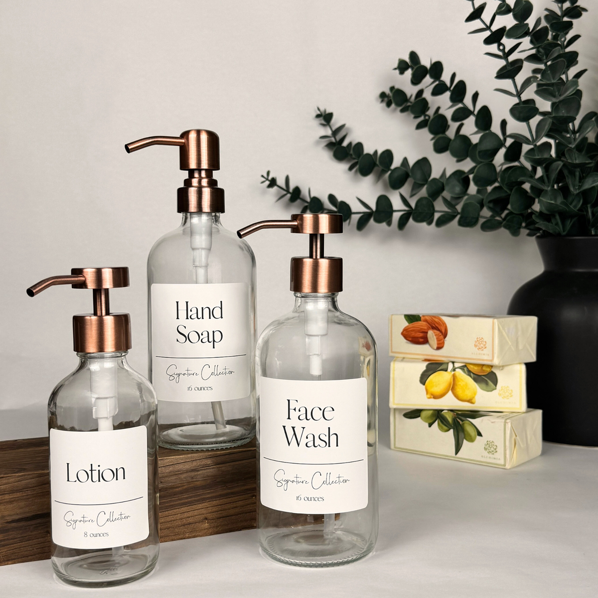 Clear Glass Dispenser - Signature Collection Custom Label product detail