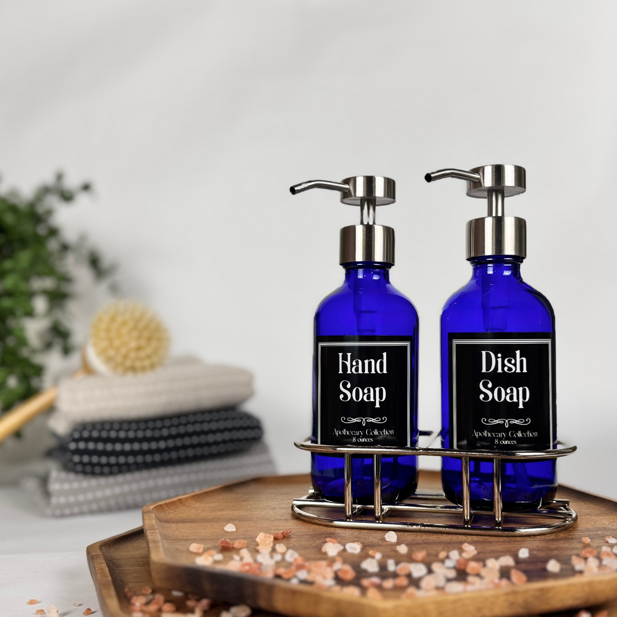 Cobalt Blue Glass Hand Soap and Dish Soap Set - Apothecary Collection product detail