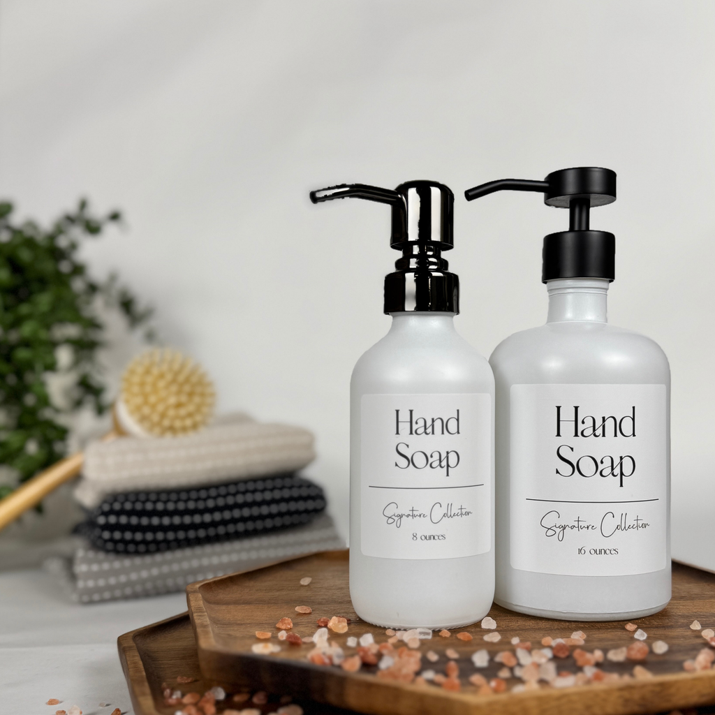 White Matte Glass Hand Soap and Dish Soap Dispenser - Signature Collection product detail