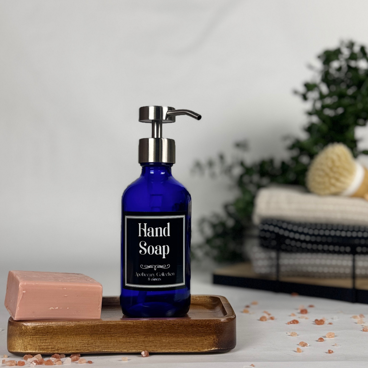 Cobalt Blue Glass Hand Soap and Dish Soap Set - Apothecary Collection product detail