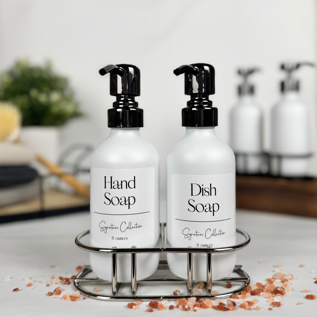 White Matte Glass Hand Soap and Dish Soap Set - Signature Collection product detail