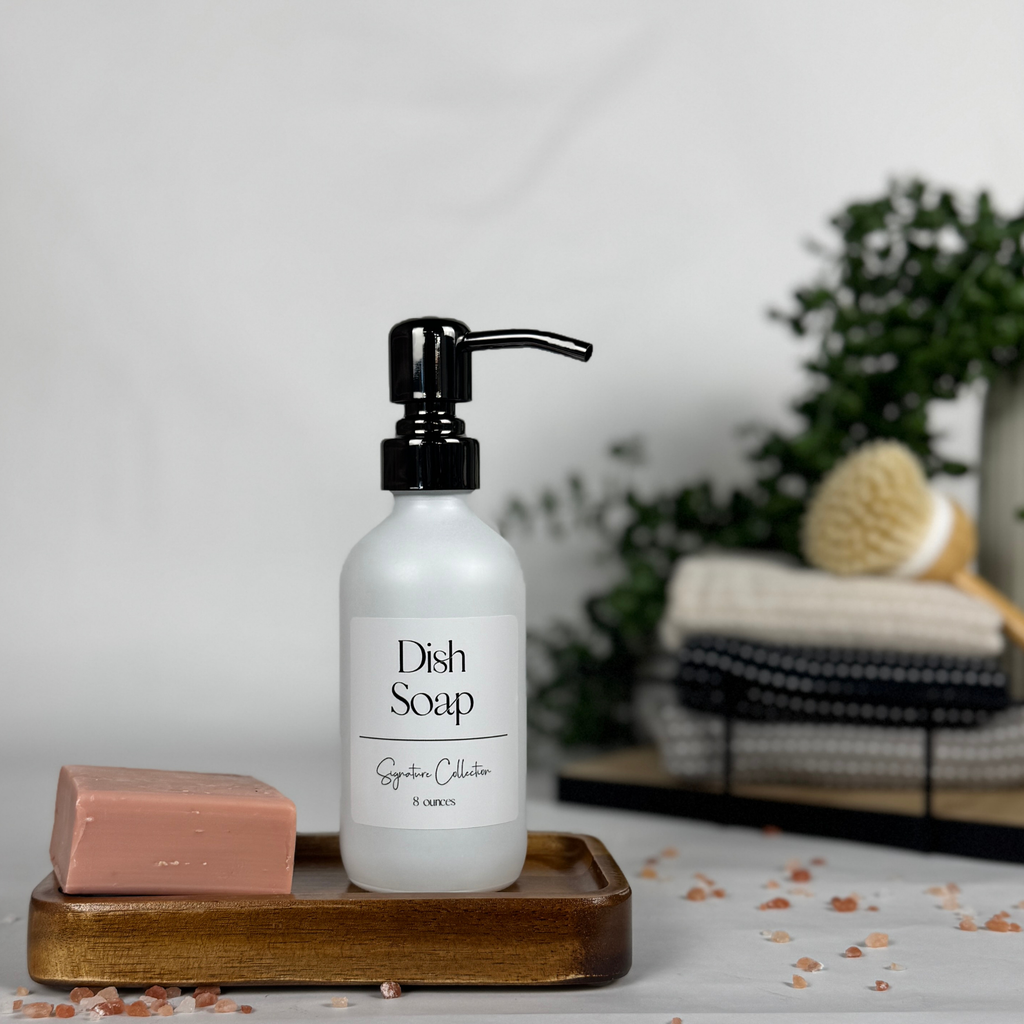 White Matte Glass Hand Soap and Dish Soap Set - Signature Collection product detail