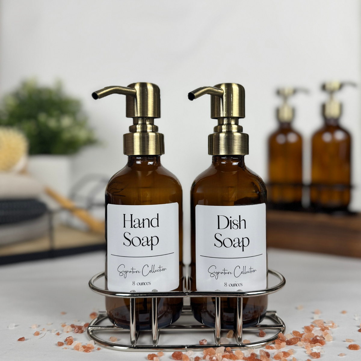 Amber Glass Hand Soap and Dish Soap Set - Signature Collection product detail