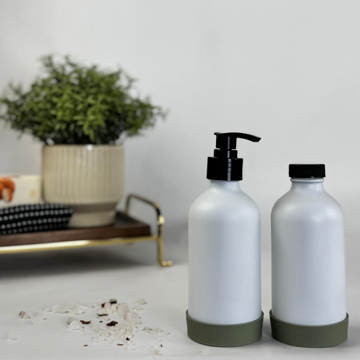 White Matte Glass Dispenser with Silicone Sleeve product detail