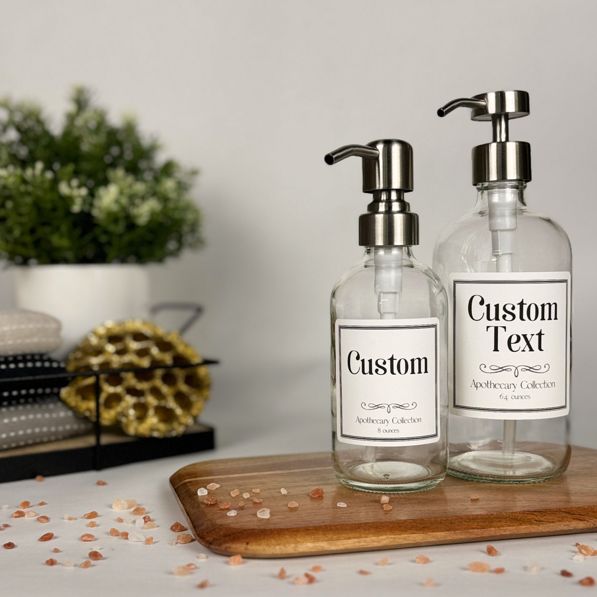 Clear Glass Dispenser - Apothecary Collection Custom Label product detail
