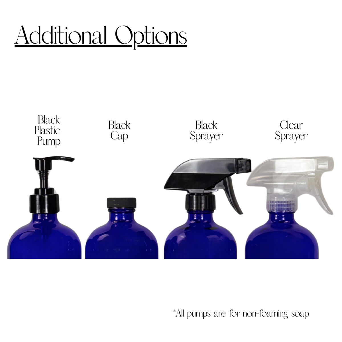 Cobalt Blue Glass Dispenser - Signature Collection Custom Label product detail