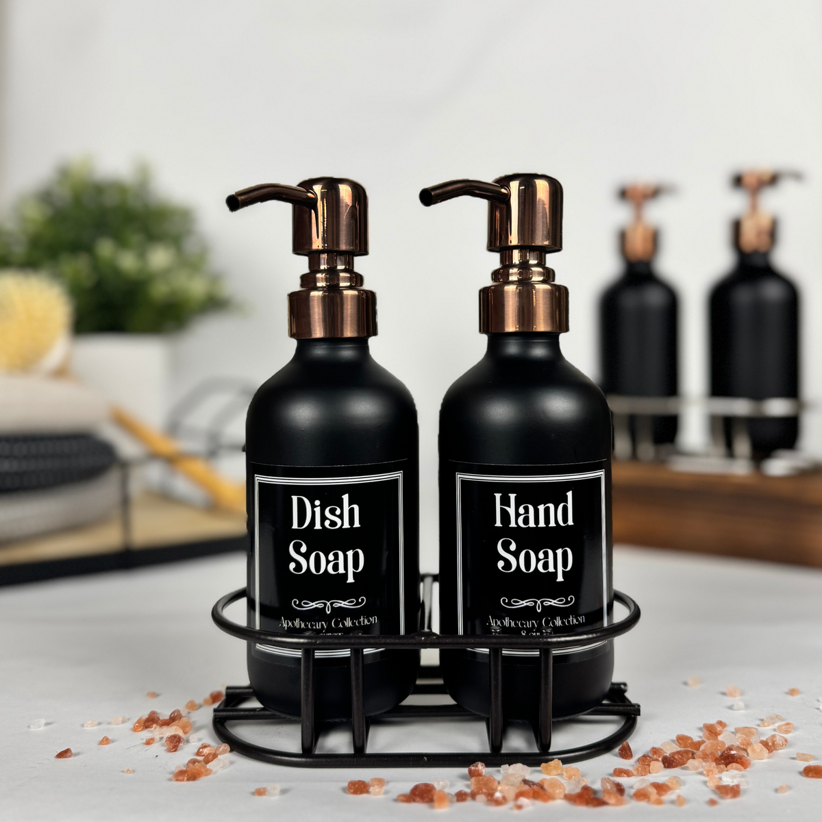 Black Matte Glass Hand Soap and Dish Soap Set - Apothecary Collection product detail