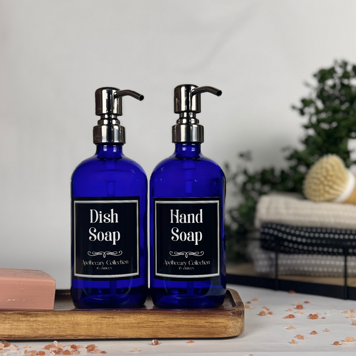 Cobalt Blue Glass Hand Soap and Dish Soap Dispenser - Apothecary Collection product detail