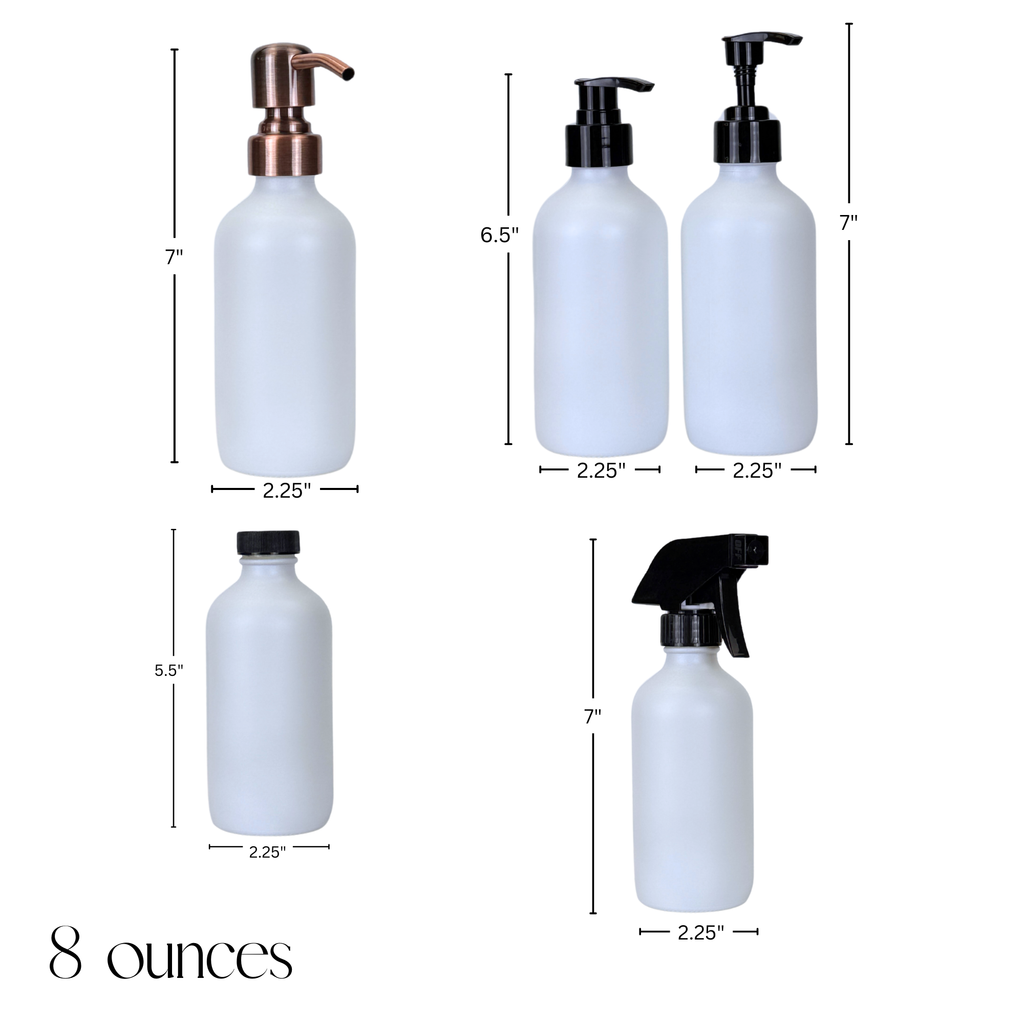 White Matte Glass Dispenser - Apothecary Collection Custom Label product detail
