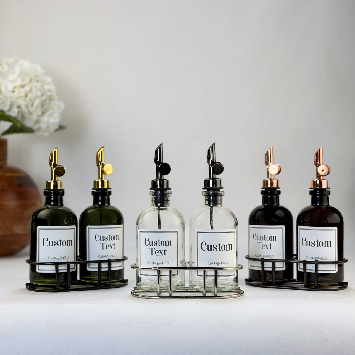 Vintage Green Apothecary Glass Bottle Set - Apothecary Collection Custom Label product detail