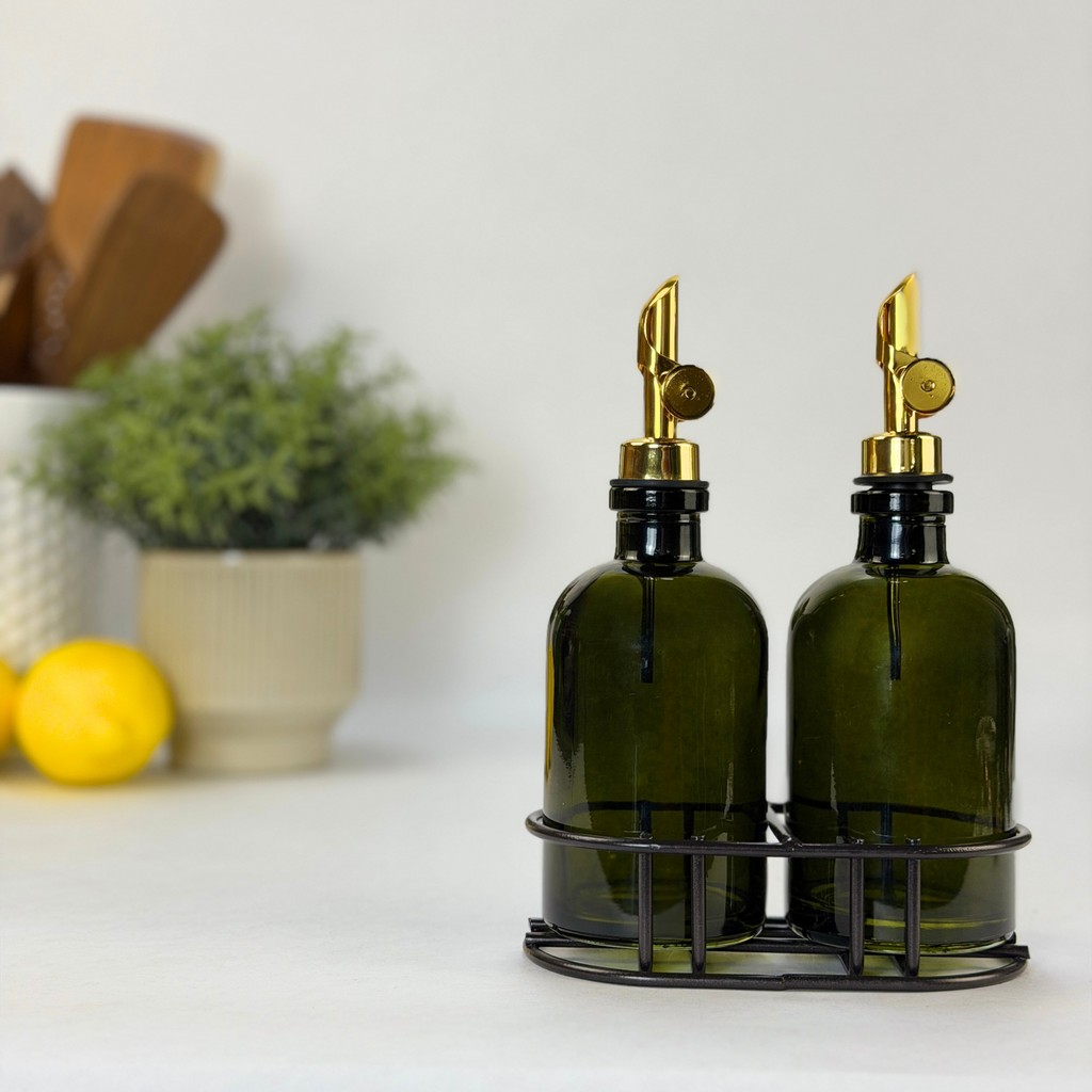 Vintage Green Apothecary Glass Bottle Set - Apothecary Collection Custom Label product detail