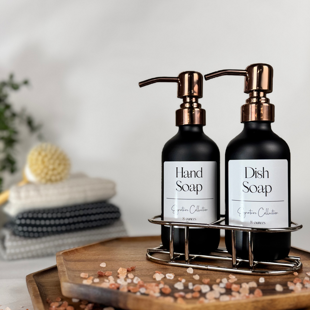 Black Matte Glass Hand Soap and Dish Soap Set - Signature Collection product detail