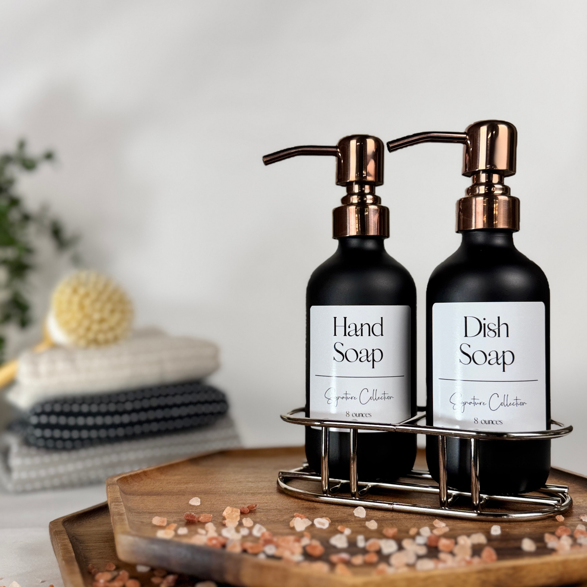 Black Matte Glass Hand Soap and Dish Soap Set - Signature Collection product detail